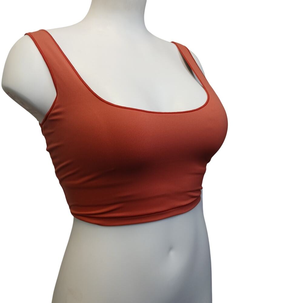 Varley Activewear Scoop Neck Crop Sports Bra Terracotta Rust Small